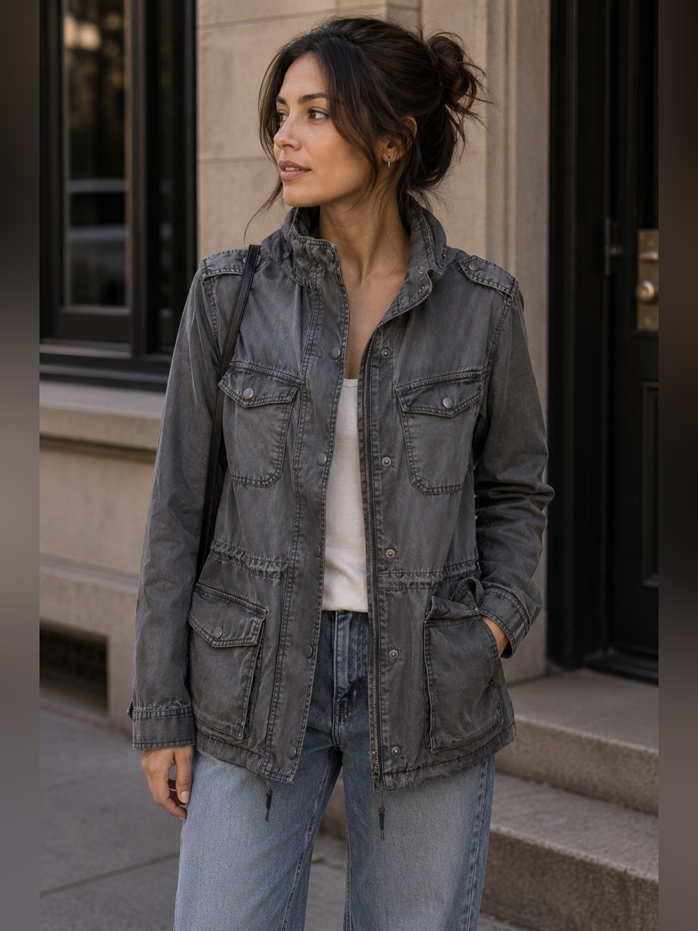 Talula Charcoal Military Field Utility Jacket Size XXS Lightweight Streetwear